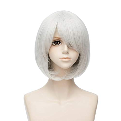 LINLINCD Cosplay wig Spiel NieR Automata 2B YoRHa No.2 Typ B Perücke Cosplay Kostüm Frauen Kurzes Haar Halloween Party Perücken von LINLINCD