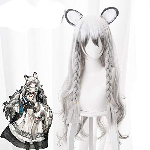 LINLINCD Cosplay wig Spiel Pramanix Cosplay Spiel Arknights Perücke Silber Weiß Synthetisches Haar mit Zopf Cosplay Frauen Perücke von LINLINCD