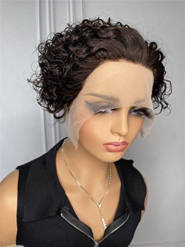 LINLINCD-Menschliche Spitze Perücken 13 * 1 Spitze Front Kurze tiefe Welle Echthaarperücke für schwarze Frauen von LINLINCD