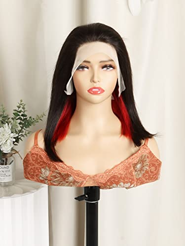 LINLINCD-Menschliche Spitze Perücken 13 * 4 Spitze Front Kurze gerade Echthaarperücke für schwarze Frauen von LINLINCD