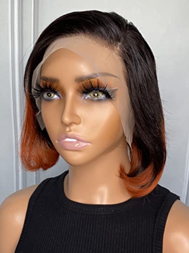 LINLINCD-Menschliche Spitze Perücken 13 * 4 Spitze Front Kurze gerade Echthaarperücke für schwarze Frauen von LINLINCD