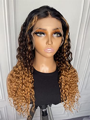 LINLINCD-Menschliche Spitze Perücken 13 * 4 Spitze Front Medium Water Wave Echthaarperücke für schwarze Frauen von LINLINCD