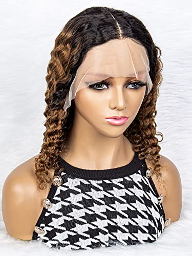 LINLINCD-Menschliche Spitzenperücken 13 * 4 * 1 Spitze Front Deep Wave Echthaarperücke für schwarze Frauen (150Dichte 13 * 4,14 Zoll) von LINLINCD