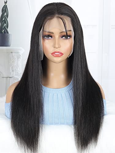 LINLINCD-Menschliche Spitzenperücken 13 * 4 * 1 T-Teil Spitze Front Lange gerade Echthaarperücke für schwarze Frauen (180Dichte 13 * 4 * 1,18 Zoll) von LINLINCD
