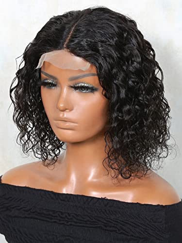 LINLINCD-Menschliche Spitzenperücken 13 * 4 * 1 T-Teil Spitze Wasserwelle Echthaarperücke für schwarze Frauen (250Dichte 13 * 6 * 1,6 Zoll) von LINLINCD