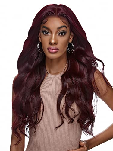 LINLINCD-Menschliche Spitzenperücken 13 * 4 Spitze Front Echthaarperücke für schwarze Frauen (180Dichte 13 * 4 Rot,20 Zoll) von LINLINCD