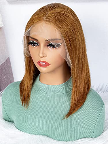 LINLINCD-Menschliche Spitzenperücken 13 * 4 Spitze Front Kurze gerade Echthaarperücke für schwarze Frauen (150Dichte 13 * 4,10 Zoll) von LINLINCD