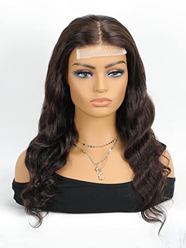 LINLINCD-Menschliche Spitzenperücken 4 * 4 Spitze Front Echthaarperücke für schwarze Frauen (200Dichte 4 * 4 Schwarz,18 Zoll) von LINLINCD