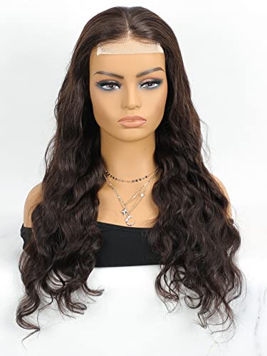 LINLINCD-Menschliche Spitzenperücken 4 * 4 Spitze Front Echthaarperücke für schwarze Frauen (200Dichte 4 * 4 Schwarz,24 Zoll) von LINLINCD