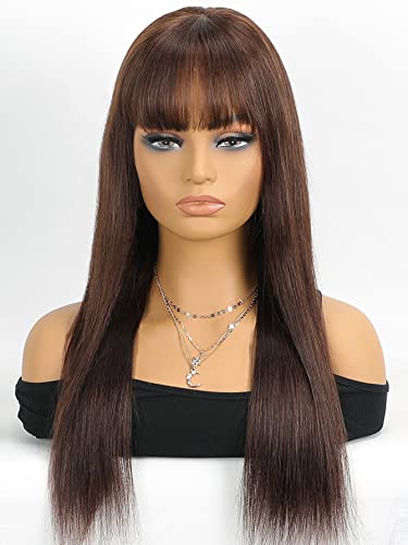 LINLINCD-Menschliche Spitzenperücken 4 * 4 Spitze Front Mittlere gerade Echthaarperücke für schwarze Frauen (200Dichte 4 * 4,20 Zoll) von LINLINCD