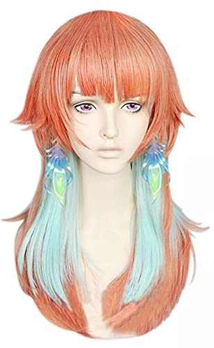 LINLINCD-VTUBER TAKANASHI Kiara Wig POOLOLIVE EN. Cosplay Kusotori Mädchen Orange Mischt Mintgrünes langes gerade Synthetisches Haar+Perücke-Kappe von LINLINCD