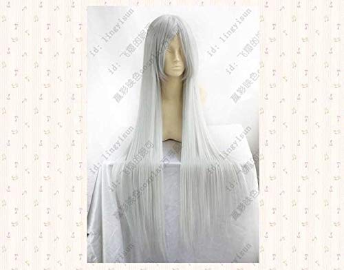 LINLINCD-Wig Anime Cosplay Anohana.Honma Meiko 100 cm Silver Grey Long Straight Cosplay Wig Synthetic Hair+Wig Cap LINLINCD-Wig Anime Cosplay Anohana.Honma Meiko 100 cm Silver Grey Long Straight Cosplay Wig Synthetic Hair+Wig Cap von LINLINCD