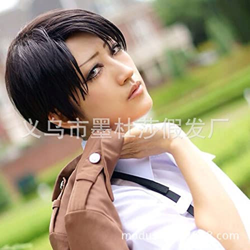LINLINCD-Wig Anime Cosplay Cosplay Angriff Riese Spiel Anime COS Schwarze schräge Kurzhaar-Sorte Ärmel Großhandel von LINLINCD