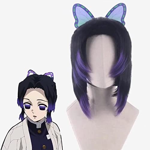 LINLINCD-Wig Anime Cosplay Ghost Blade Butterfly Through Anim Session Column Horse Short Send Cosplay Wig Black Zi Gradient LINLINCD-Wig Anime Cosplay Ghost Blade Butterfly Through Anim Session Column Horse Short Send Cosplay Wig Black Zi Gradient von LINLINCD