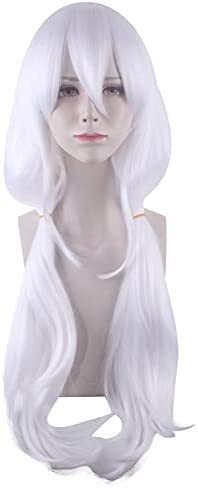LINLINCD-Wig Anime Cosplay Perücke for Anime Perücken Cosplay Christmas Projection On Breaking V3 Night Chang Anjie Cosplay Perücke Pure White 70Cm Curly Hair Tie von LINLINCD