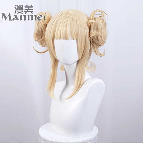 LINLINCD-Wig Anime Cosplay Send Xiaohuya to My Hero Academy to Cross My Quilt Body Two-Color Styling Steamed bun cos Wig Milk Gold and Long sideburns (Send hairnet+13mm small Tiger Teeth) von LINLINCD
