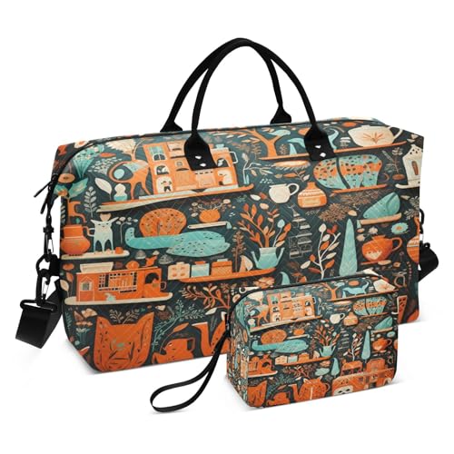 LINNIKEEEE Abstrakte Cartoon Kunst Reise-Seesäcke, Sporttasche, Weekender Handtasche mit Kulturbeutel für Damen Mädchen Herren von LINNIKEEEE