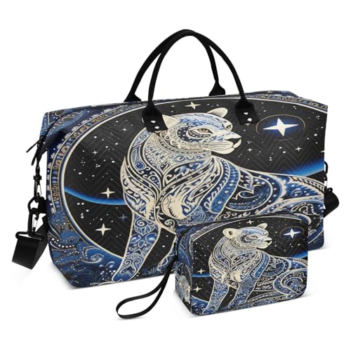 LINNIKEEEE Abstraktes Tier Gepard Reise-Seesäcke, Sporttasche, Weekender Handtasche mit Kulturbeutel für Damen Mädchen Herren von LINNIKEEEE