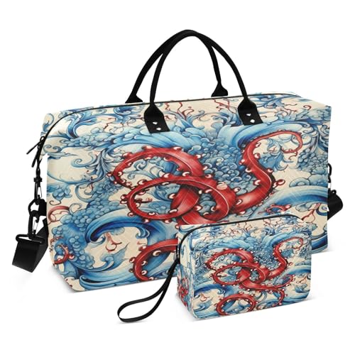 LINNIKEEEE Abstraktes Tier Oktopus Reise-Seesäcke, Sporttasche, Weekender Handtasche mit Kulturbeutel für Damen Mädchen Herren von LINNIKEEEE
