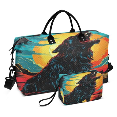 LINNIKEEEE Aquarell Hund Kunstwerk Reise-Seesäcke, Sporttasche, Weekender Handtasche mit Kulturbeutel für Damen Mädchen Herren von LINNIKEEEE