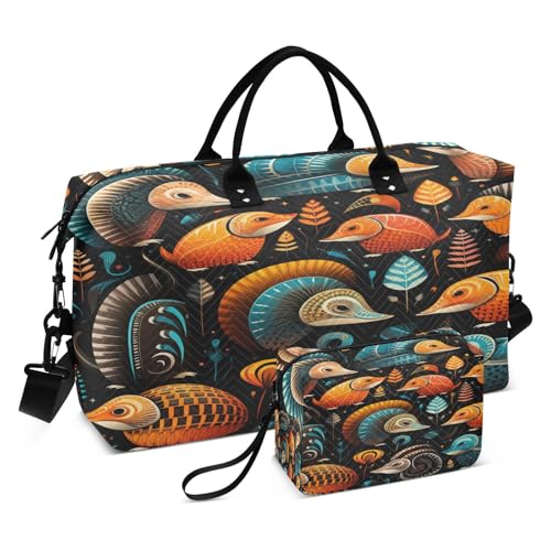 LINNIKEEEE Aquarell Kunstwerk Flamingos Reise-Seesäcke, Sporttasche, Weekender Handtasche mit Kulturbeutel für Damen Mädchen Herren von LINNIKEEEE
