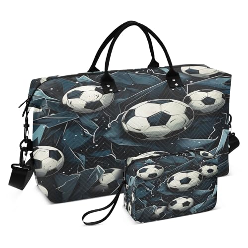 LINNIKEEEE Aquarell Kunstwerk Fußball Reise-Seesäcke, Sporttasche, Weekender Handtasche mit Kulturbeutel für Damen Mädchen Herren von LINNIKEEEE