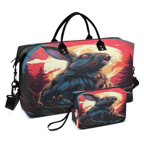 LINNIKEEEE Aquarell Kunstwerk Kaninchen Reise-Seesäcke, Sporttasche, Weekender Handtasche mit Kulturbeutel für Damen Mädchen Herren von LINNIKEEEE