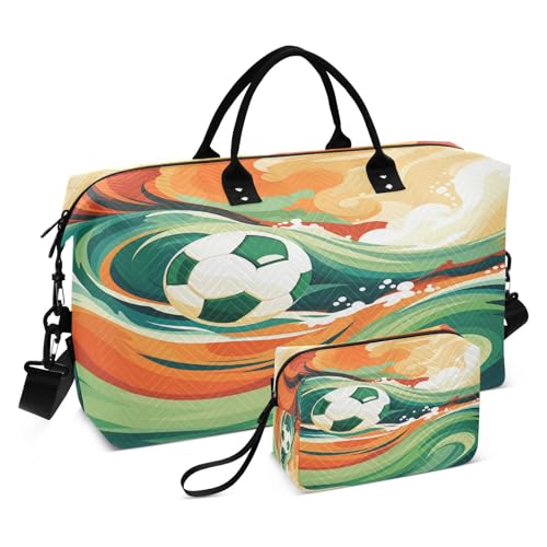 LINNIKEEEE Aquarellbild Grüner Ball Reise-Seesäcke, Sporttasche, Weekender Handtasche mit Kulturbeutel für Damen Mädchen Herren von LINNIKEEEE