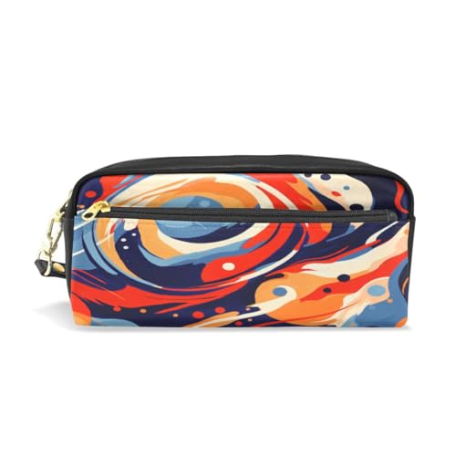 LINNIKEEEE Aquarellkunst Bunter Ball Federmäppchen aus Leder,Mäppchen Schlamperbox Stifttasche,Make-up-Tasche,Organizer für Jungen Mädchen von LINNIKEEEE