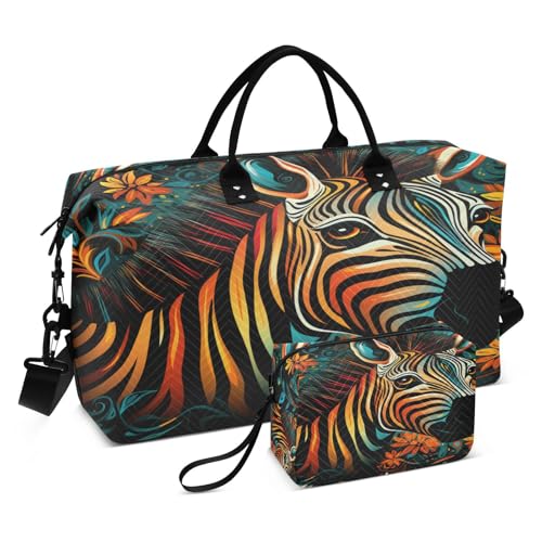LINNIKEEEE Ausgefallene Aquarelltiere Zebras Reise-Seesäcke, Sporttasche, Weekender Handtasche mit Kulturbeutel für Damen Mädchen Herren LINNIKEEEE Ausgefallene Aquarelltiere Zebras Reise-Seesäcke, Sporttasche, Weekender Handtasche mit Kulturbeutel für Damen Mädchen Herren von LINNIKEEEE