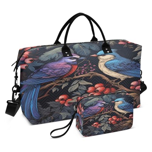 LINNIKEEEE Ausgefallene Aquarellvögel Reise-Seesäcke, Sporttasche, Weekender Handtasche mit Kulturbeutel für Damen Mädchen Herren von LINNIKEEEE