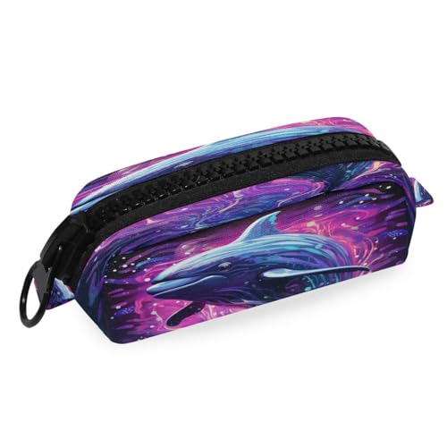 LINNIKEEEE Ausgefallener Lila-Licht-Delfin Federmäppchen mit Reißverschluss, Stifttaschen für Kinder Mädchen und Jungen LINNIKEEEE Ausgefallener Lila-Licht-Delfin Federmäppchen mit Reißverschluss, Stifttaschen für Kinder Mädchen und Jungen von LINNIKEEEE