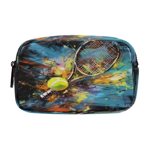 LINNIKEEEE Ausgefallenes Kunstwerk Tennis Federmäppchen, Kosmetiktasche,Make-Up-Tasche,Studenten-Stiftetui für Mädchen Jungen von LINNIKEEEE