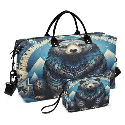 LINNIKEEEE Blauer Abstrakter Pinguin Reise-Seesäcke, Sporttasche, Weekender Handtasche mit Kulturbeutel für Damen Mädchen Herren von LINNIKEEEE