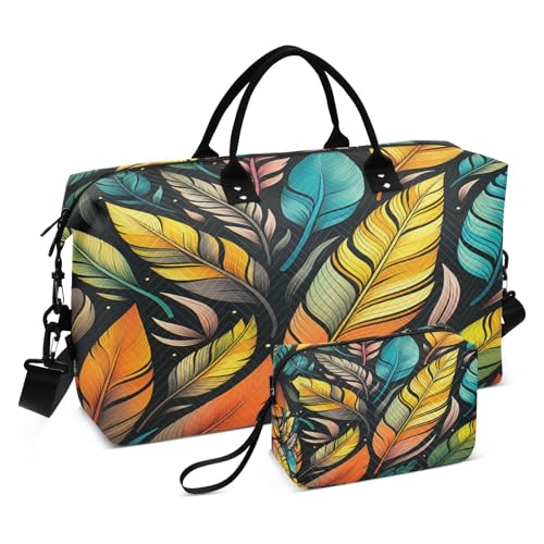 LINNIKEEEE Bunte Blätter Kunst Reise-Seesäcke, Sporttasche, Weekender Handtasche mit Kulturbeutel für Damen Mädchen Herren von LINNIKEEEE
