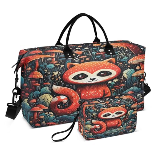 LINNIKEEEE Cartoon Doodle Rote Pandas Reise-Seesäcke, Sporttasche, Weekender Handtasche mit Kulturbeutel für Damen Mädchen Herren von LINNIKEEEE