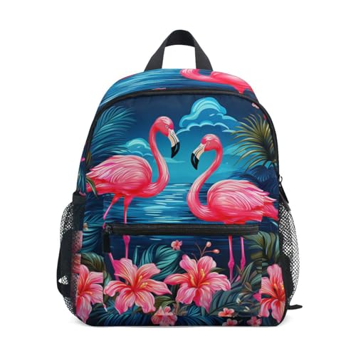 LINNIKEEEE Cartoon Kunst Süßer Flamingo Kleinkind-Rucksack,Büchertasche,Mini-Umhängetasche für Reisen 1–6 Jahre Kinder von LINNIKEEEE