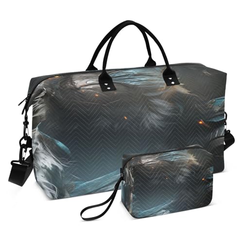 LINNIKEEEE Cooler Silberner Tiger Reise-Seesäcke, Sporttasche, Weekender Handtasche mit Kulturbeutel für Damen Mädchen Herren von LINNIKEEEE