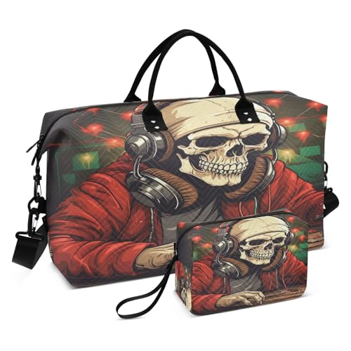 LINNIKEEEE Cooler Weihnachts Dj Reise-Seesäcke, Sporttasche, Weekender Handtasche mit Kulturbeutel für Damen Mädchen Herren von LINNIKEEEE