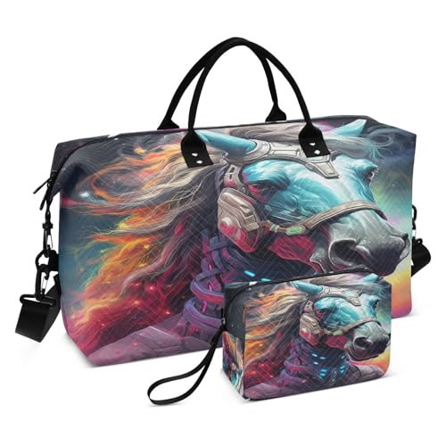 LINNIKEEEE Cooles Roboterpferd Reise-Seesäcke, Sporttasche, Weekender Handtasche mit Kulturbeutel für Damen Mädchen Herren LINNIKEEEE Cooles Roboterpferd Reise-Seesäcke, Sporttasche, Weekender Handtasche mit Kulturbeutel für Damen Mädchen Herren von LINNIKEEEE