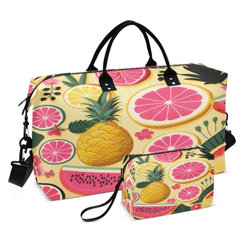 LINNIKEEEE Fruchtmuster Gelbe Zitrone Reise-Seesäcke, Sporttasche, Weekender Handtasche mit Kulturbeutel für Damen Mädchen Herren von LINNIKEEEE