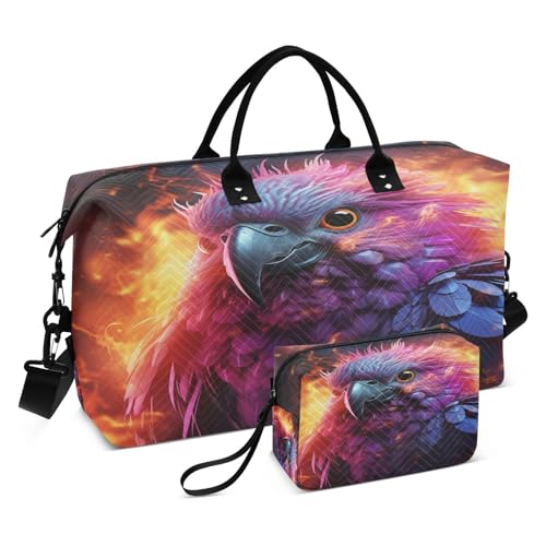 LINNIKEEEE Gefeuert Wütend Papagei Reise-Seesäcke, Sporttasche, Weekender Handtasche mit Kulturbeutel für Damen Mädchen Herren von LINNIKEEEE