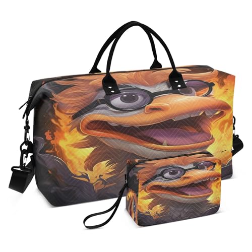 LINNIKEEEE Gefeuertes Tier Schnabeltier Reise-Seesäcke, Sporttasche, Weekender Handtasche mit Kulturbeutel für Damen Mädchen Herren von LINNIKEEEE