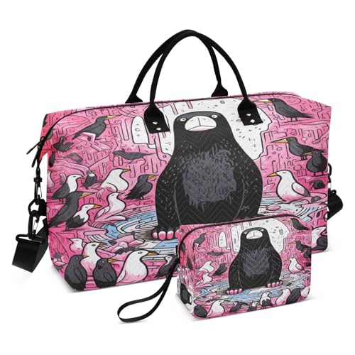 LINNIKEEEE Gekritzel Cartoon Tiger Reise-Seesäcke, Sporttasche, Weekender Handtasche mit Kulturbeutel für Damen Mädchen Herren von LINNIKEEEE