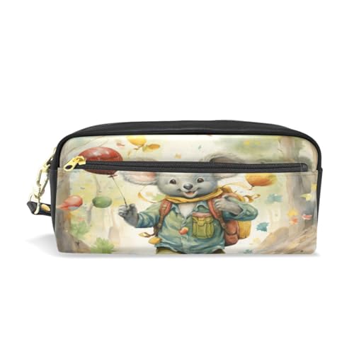 LINNIKEEEE Kinder Aquarell Koala Federmäppchen aus Leder,Mäppchen Schlamperbox Stifttasche,Make-up-Tasche,Organizer für Jungen Mädchen von LINNIKEEEE