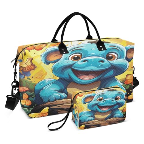 LINNIKEEEE Lustiges Aquarell Süßer Gorilla Reise-Seesäcke, Sporttasche, Weekender Handtasche mit Kulturbeutel für Damen Mädchen Herren von LINNIKEEEE