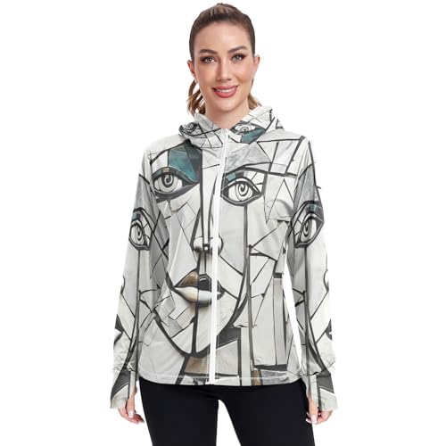 LINNIKEEEE Marmor Abstrakt Weiß Schwarz UPF 50+ Sonnenschutz-Shirt Mit Reißverschluss Rashguard Angeln Outdoor Shirts für Damen Mädchen von LINNIKEEEE