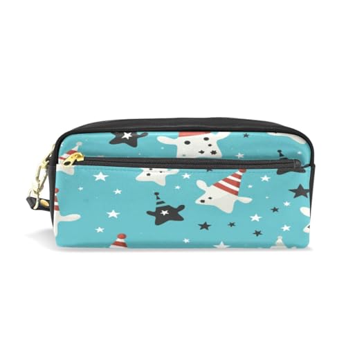 LINNIKEEEE Niedliche Cartoon-Musterkunst Federmäppchen aus Leder,Mäppchen Schlamperbox Stifttasche,Make-up-Tasche,Organizer für Jungen Mädchen von LINNIKEEEE