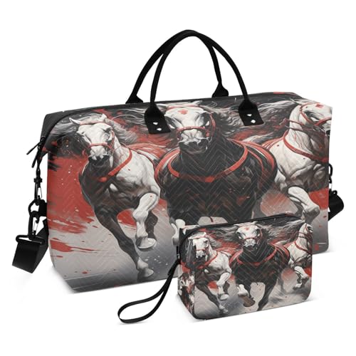 LINNIKEEEE Ölgemälde Coole Pferde Reise-Seesäcke, Sporttasche, Weekender Handtasche mit Kulturbeutel für Damen Mädchen Herren von LINNIKEEEE