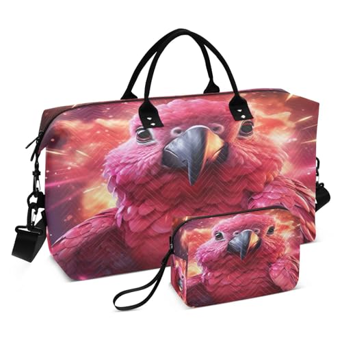 LINNIKEEEE Roter Schicker Lichtaffe Reise-Seesäcke, Sporttasche, Weekender Handtasche mit Kulturbeutel für Damen Mädchen Herren von LINNIKEEEE